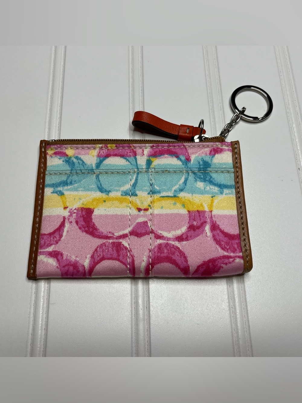 Coach Vintage Y2K Signature Bright Watercolor Key Card Holder